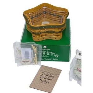 VTG Longaberger 2001 Twinkle Twinkle Star Basket Tree Trimming Collection Green